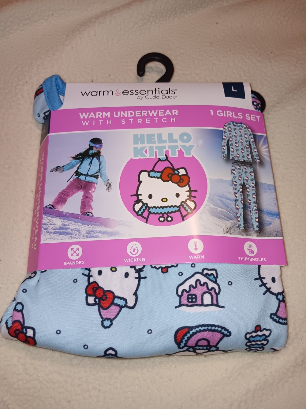 Hello Kitty Girls Light Blue Thermal Underwear Set - Warm Essentials
